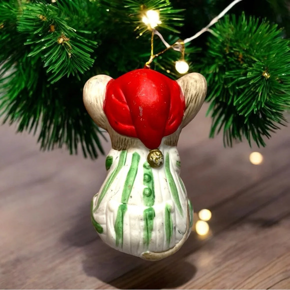 VINTAGE Jasco Sleeping Mouse in Pajamas & Cap Ornament Bell - Picture 2 of 6